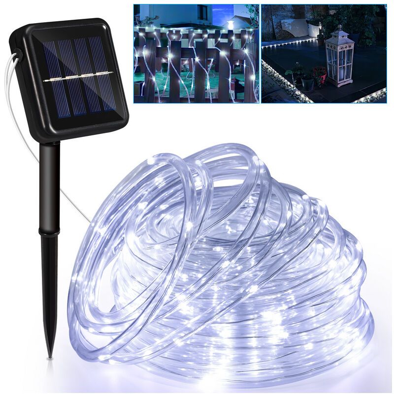 Tuyau de lumière solaire tuyau de lumière led chaîne lumineuse filet de lumière extérieure blanc froid 10M - Hengda