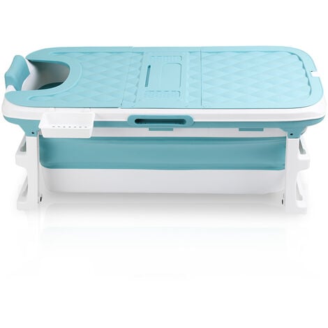 Hengda Vasca da bagno per adulti pieghevole Vasca da bagno mobile portatile con copertura Rulli vassoio 132x60x50cm