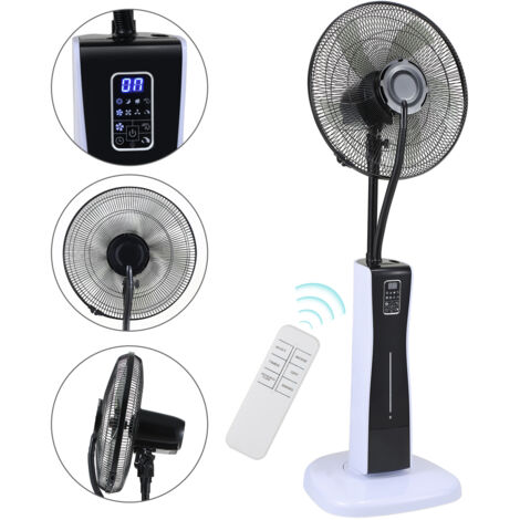 Hengda Ventilatore a piedistallo con funzione spray per un clima piacevole nell'ambiente Ventilatore da 75W con 4 con telecomando e funzione timer