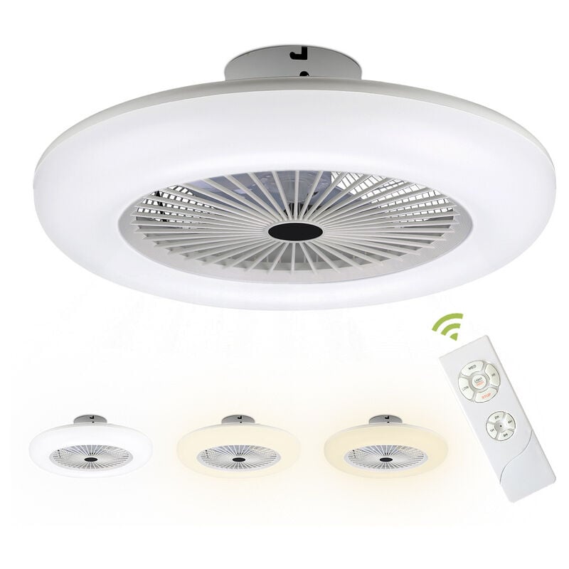 Image of Ventilatore a soffitto Ventilatore per lampadari Lampade a led intelligenti con led Bianco - Tondo Con telecomando - Hengda