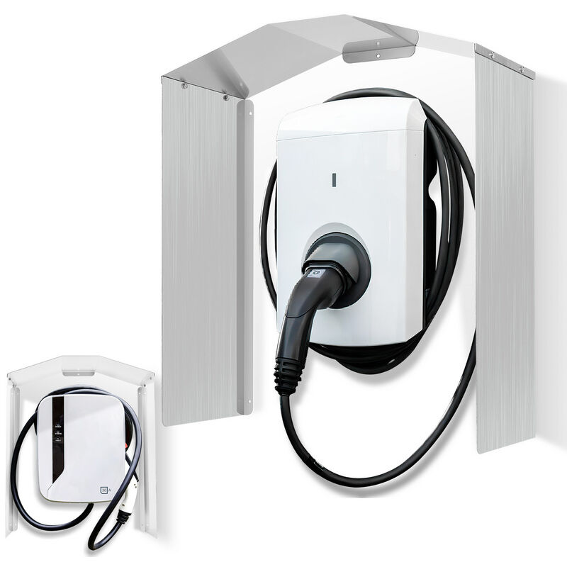 Swanew Wallbox Protection contre la pluie en acier inoxydable pour Wallbox - 45 x 40 x 20cm cm Couverture pour station de recharge