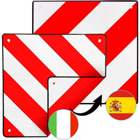 Hengda Warntafel für Italien und Spanien, 2in1 50x50cm Aluminium Warntafel, Reflektierend, für Fahrradträger, Heckanhänger, Wohnwagen, Anhänger
