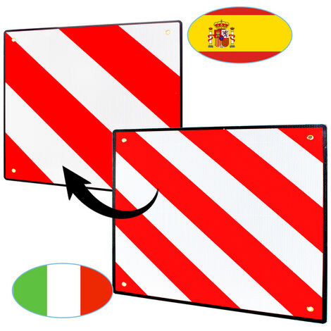 Hengda Warntafel Spanien Italien Warnschild 2in1 Aluminium rot-weiß 50 x 50 cm reflektierend für Traktor Anbaugeräte Anhänger