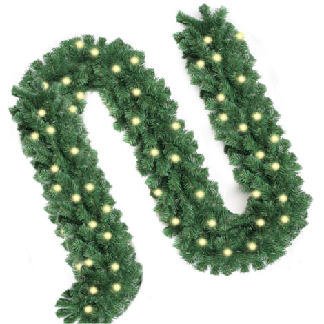 Hengda Weihnachtsgirlande - 5m mit 100 LED - mit Lichterkette - warmweiß - Out/Indoor - Tannengirlande