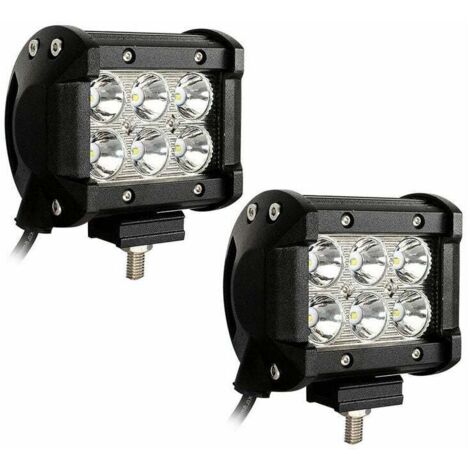 Hengda Work Light 2x 18W Fari LED quadrati 12V 24V Luci di guida Impermeabili IP67 Luci di lavoro fuoristrada per motociclette Auto ATV SUV - Nero