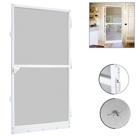 HENGMEI 120x240cm Mosquitera para Puerta, Mosquitera de Tela con Marco de Aluminio, Blanco
