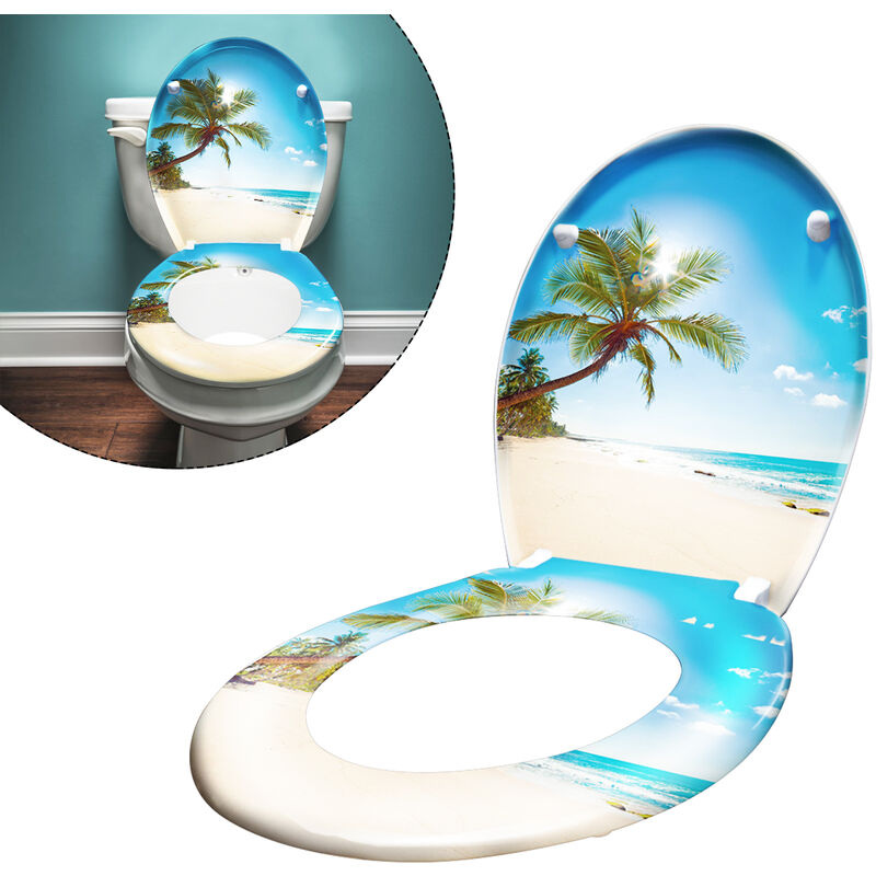 Abattant adulte pour WC Frein de Chute avec système Soft Close Fixation Facile Charnières Robustes Finition de Haute qualité(plage) HENGMEI