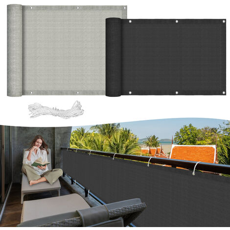 HENGMEI Balkon Sichtschutz Balkonabdeckung Balkonbespannung HDPE Windschutz, UV-Schutz mit Ösen und Kordel