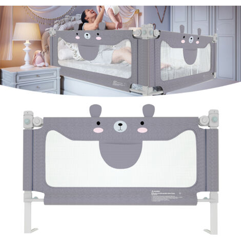 Hengmei – Barrière de lit réglable en hauteur 150 cm – Protection anti-chute pour enfants de 18 mois à 5 ans – Matériau polyester et acier