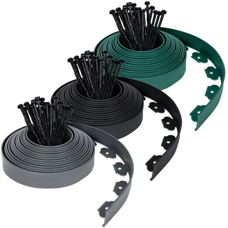 Hengmei - Bordure de Jardin 10m Flexible en Plastique pp avec Clous de Fixation Bordures de Lit Hauteur 5cm pour Jardin, Gris naizy