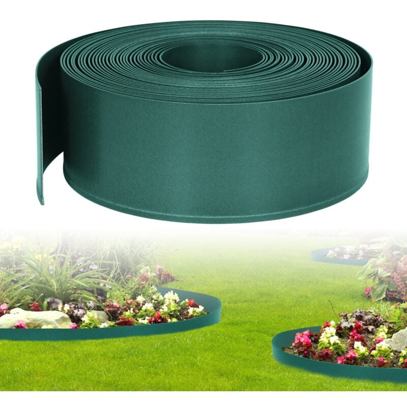 Naizy - Bordure de pelouse jardin 20m en plastique pp - flexible - Protection uv résistante aux intempéries, Vert