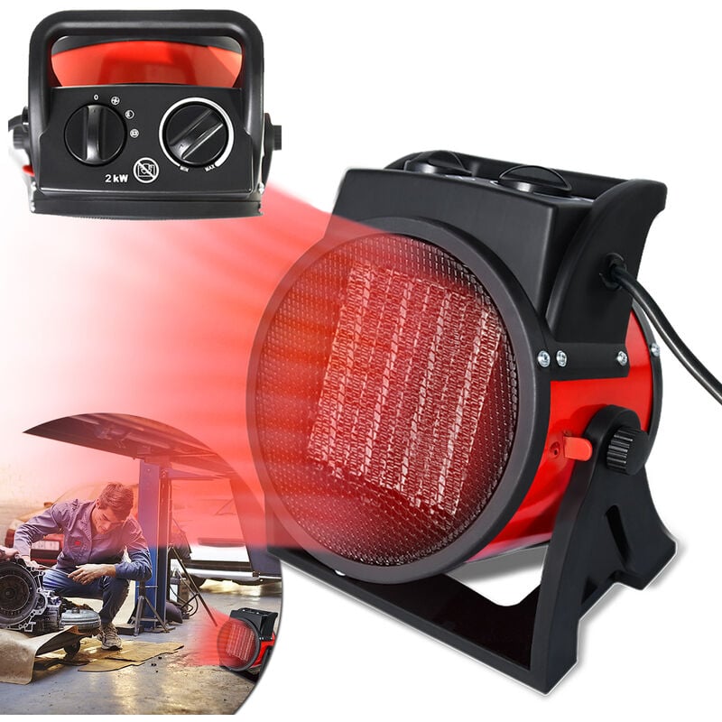 Hengmei - Radiateur soufflant 2000W Chauffage électrique en céramique, avec protection contre la Surchauffe et Chauffage Rapide, pour Maison Garage