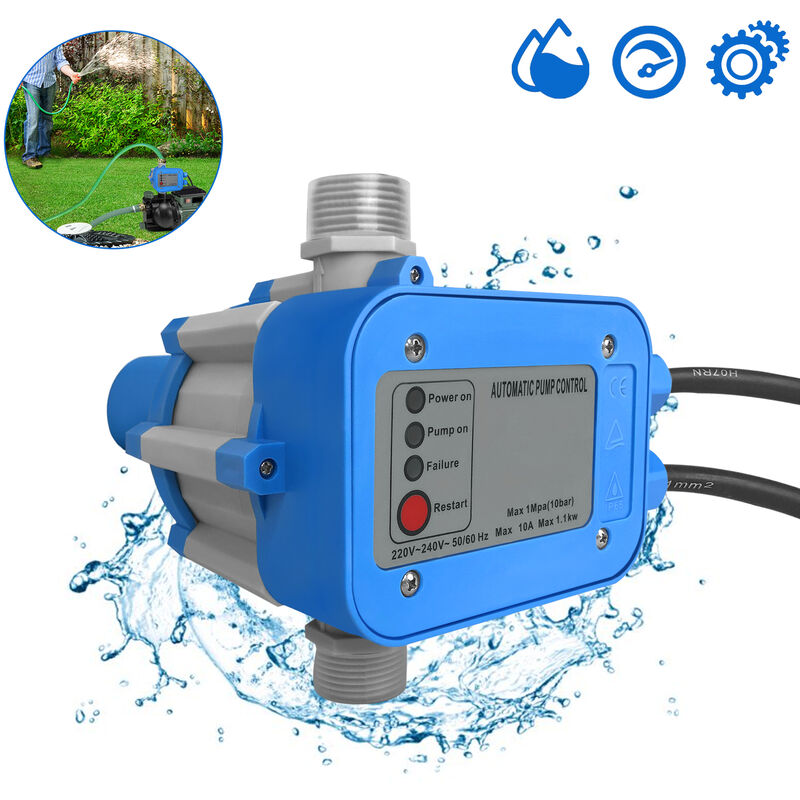 Pompe et station de relevage Contrôleur de pression 220 v 10 bar Commande électronique de pompe avec câble, IP65 Hengmei