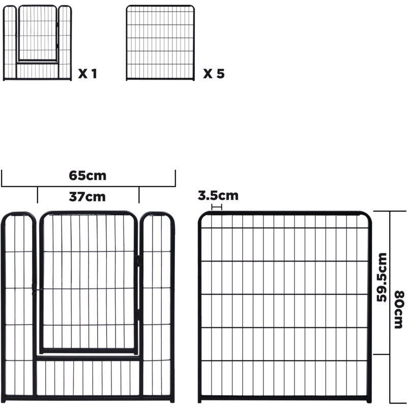 Hengmei - Enclos pliable pour chiot et chiot - 80 x 65 cm - Avec porte et ancrage au sol pour intérieur/extérieur - Résistant aux intempéries
