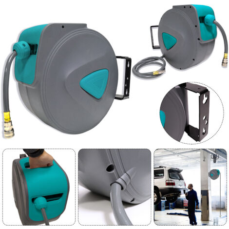 Hengmei – Enrouleur pneumatique automatique mural 20M – Connecteur 1/4' – Aluminium et fer – Protection IP65 pour usage intensif
