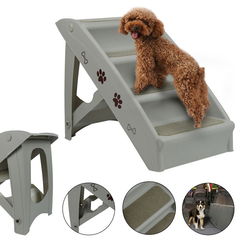 Escaliers pour chien Escalier pliable en plastique pour animal de compagnie avec marches antidérapantes, aide à l'entrée de lit ou de canapé Hengmei