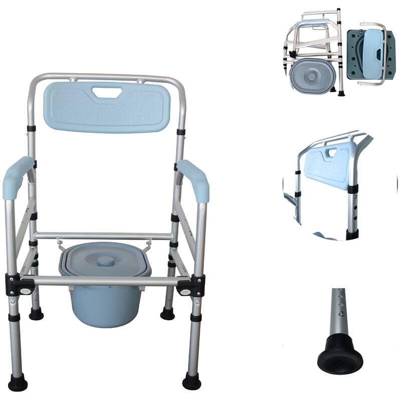 Siège de douche Chaise percée WC de toilettes Chaise De Douche avec Embouts Antidérapants réglable en hauteur Modèle D HENGMEI