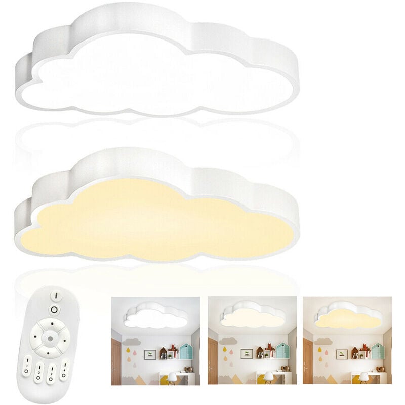 Plafonnier Plafonnier led 48 w à intensité variable avec télécommande,Forme de nuage,Ultra fin,Pour chambre d'enfant, garçon et fille Hengmei