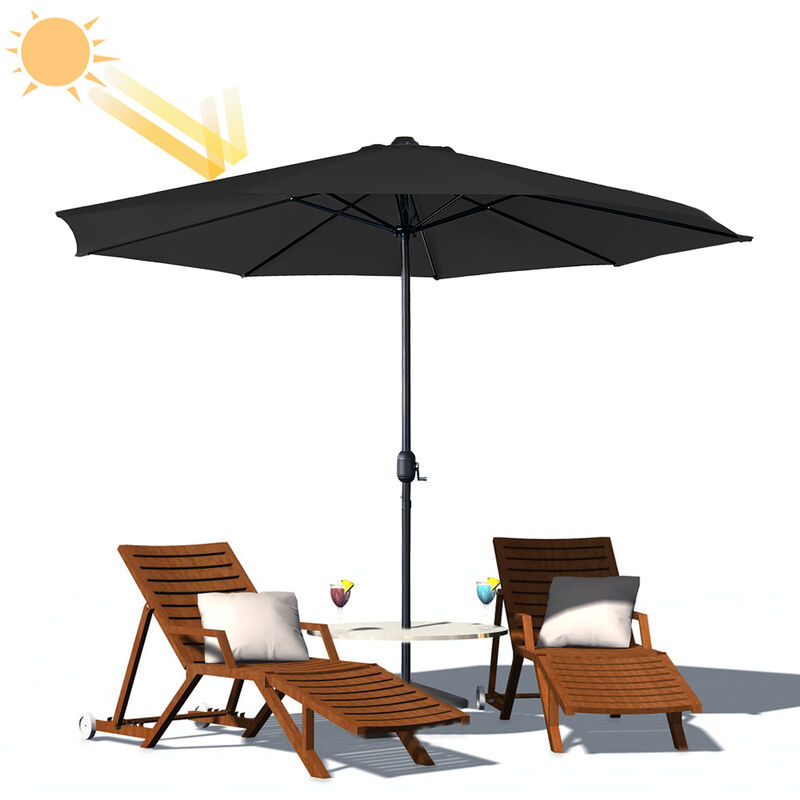 Accessoire pour parasol 350 cm Parasol de Jardin en Aluminium, Avec manivelle Pour Balcon, Terrasse, Gris Foncé Hengmei