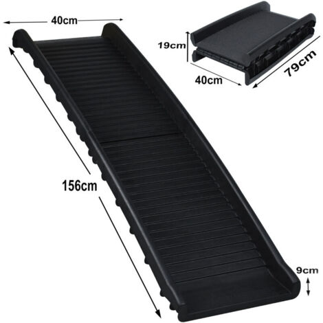 Hengmei – Rampe de coffre pliable pour chien – Escalier antidérapant en plastique – Charge max 90 kg – Dimensions 156 x 40 x 9 cm – Pour SUV et camion