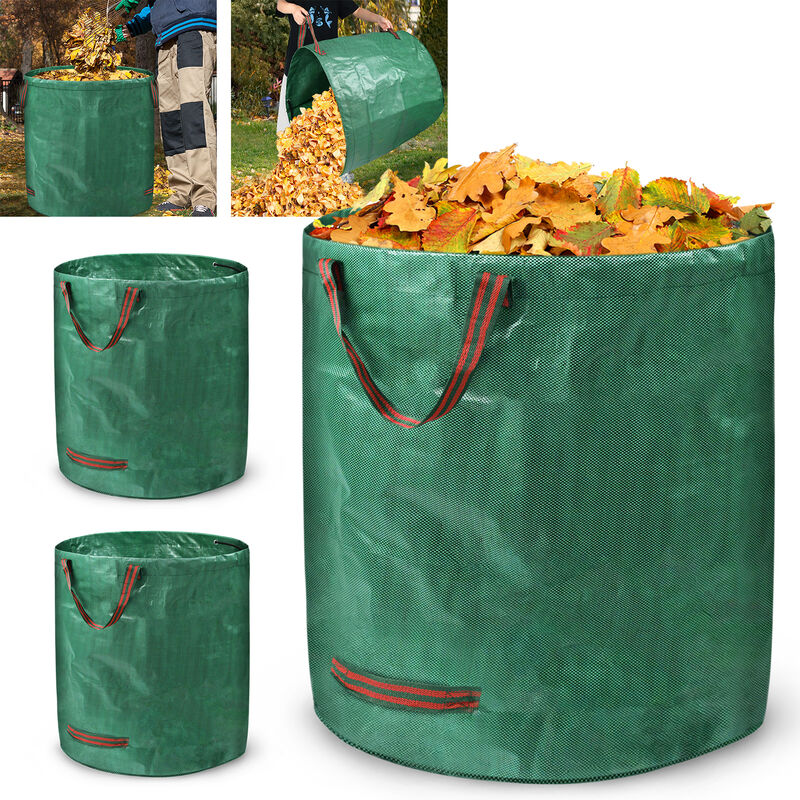 Hengmei - Sac à déchets Sac de jardin,3 paquets verts,272L,étanche,réutilisable