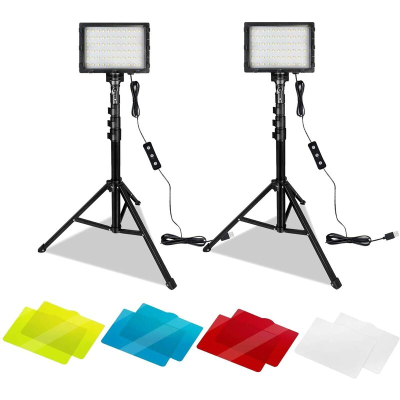 Image of Lampade da scrivania lampada video a led, dimmerabile, usb, luce video, 10 w, illuminazione fotografica con treppiede regolabile, filtro colorato