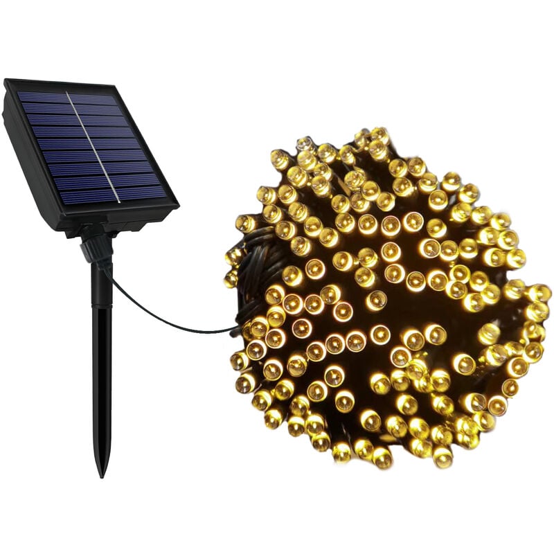 Hengmei - Solar-Lichterketten Außen Lichterwand Warmweiß 100m Lichtervorhang Solarlichterkette 8 Modi Wetterfest Led Weihnachtsbeleuchtun