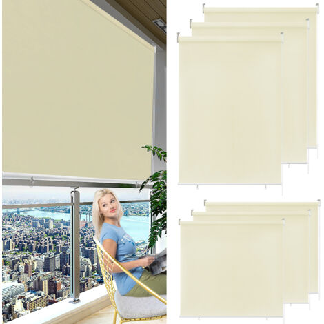 Hengmei – Store enrouleur 180x240cm beige – Protection UV 70%-90% – Montage plafond facile – Pour balcon et terrasse