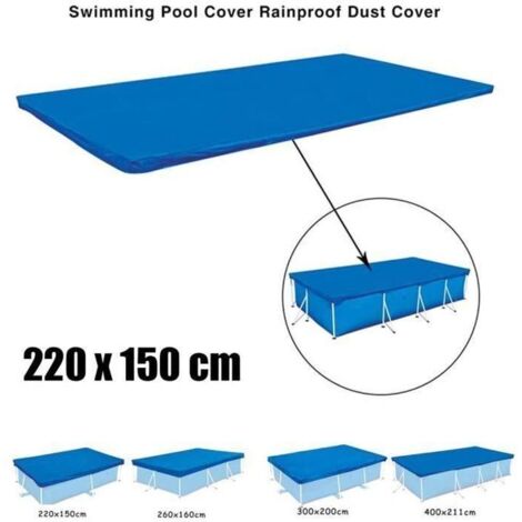 Hengxin - Bâche de piscine rectangulaire 220 x 150 cm - Couverture de protection bleue pour piscine