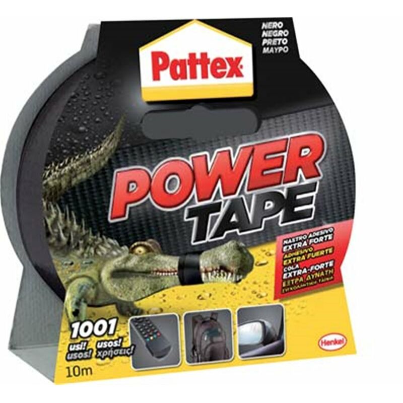 Power Tape Pattex noir haute résistance, de 50 mm de large et d'une contenance de 10 ml.