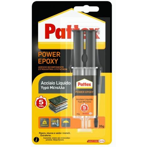 Henkel COLLA PATTEX POWER EPOXY ACCIAIO LIQUIDO MIX  gr. 35 (siringa) 6 PZ