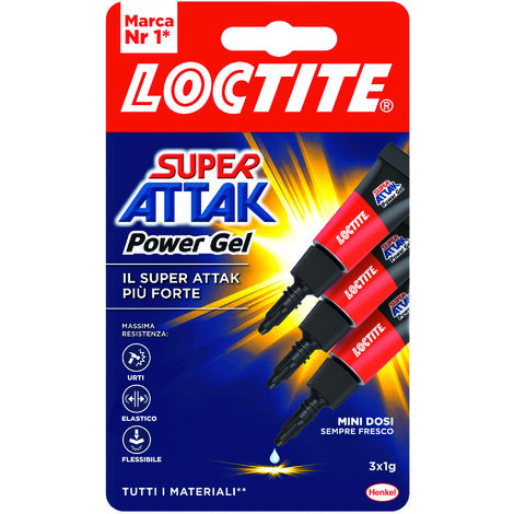 Henkel colla super attak power gel mini dosi 3x1 gr. (24 pezzi) - Henkel