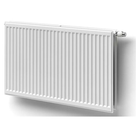 Henrad – Radiateur eau chaude en acier blanc RAL 9016 – Puissance 280 W – Hauteur 700 mm – Longueur 400 mm – Conception sans ailettes pour hygiène
