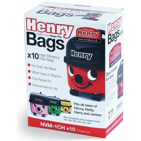 NUMATIC Henry NVM-1CH/907075 HepaFlo Vacuum Bags, Pack of 10, White