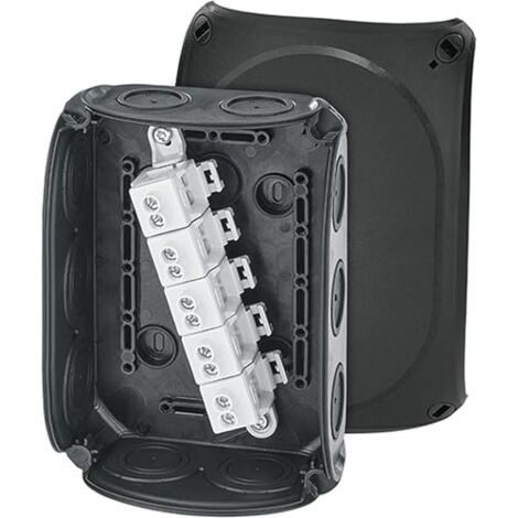 HENSEL BOÎTE DE DÉRIVATION DK 1010 B 2,5-10 MM² TRIPHASÉ 16 MM² MONOPHASÉ 5 BROCHES AVEC BORNE IP66 NOIR 62000302