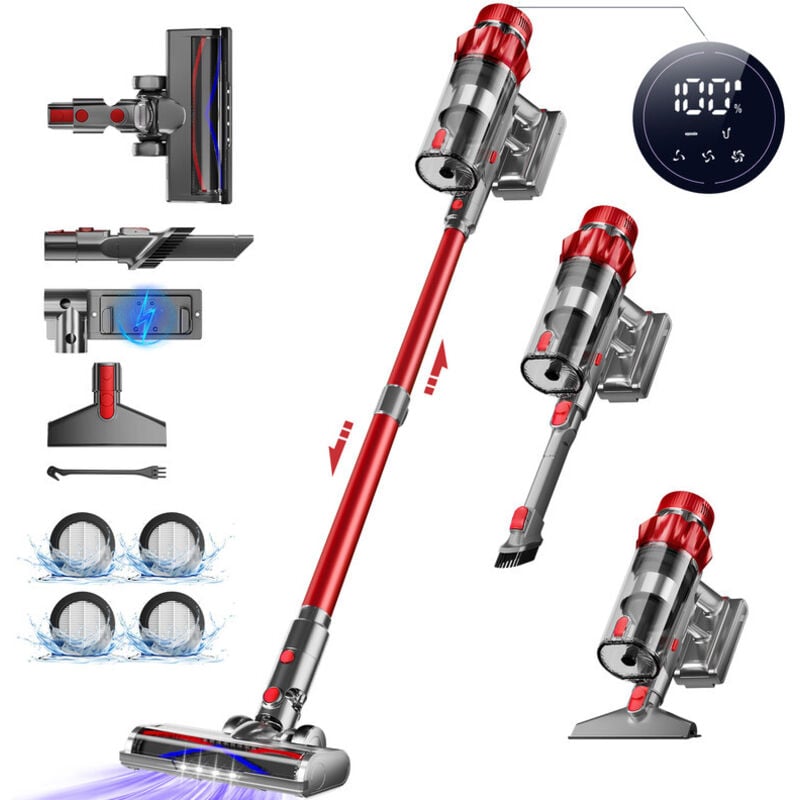 Authmic - Aspirateur balai sans fil - 55000pa - 70min autonomie -3 vitesses-ecran tactile - conception autonome - 1,8L - écran tactile-poils