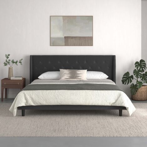 Her Majesty-Lit 180x200 cm en tissu anthracite