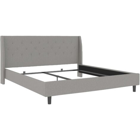 Her Majesty-Lit 180x200 cm en tissu gris clair