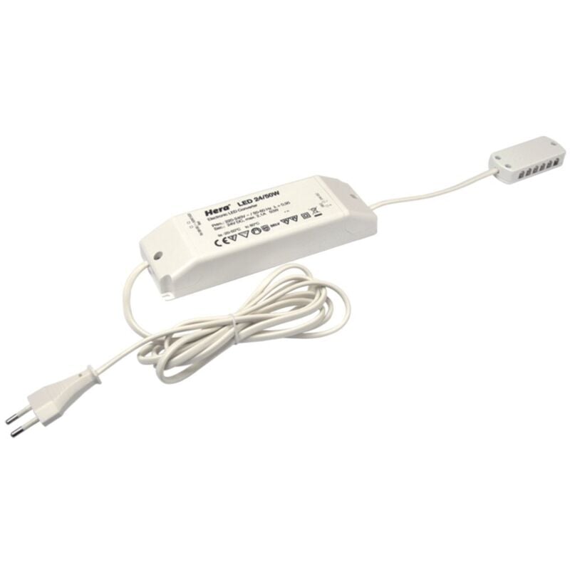 Transformateur Led Hera 24V.15W avec 12 voies et câble avec prise 2M