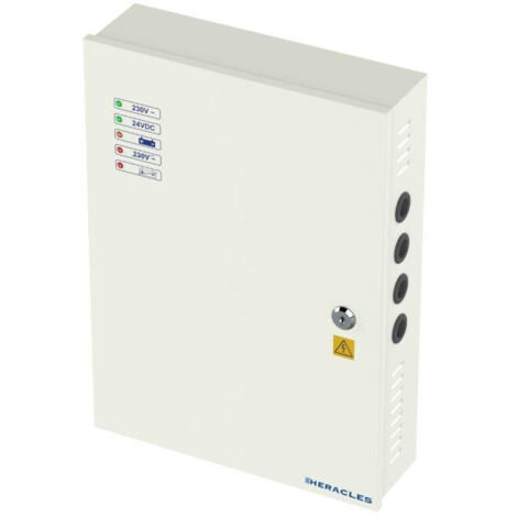 Heracles – Alimentation secourue 24V DC 5A avec relais défaut – 5 LED d'état – Pour systèmes de sécurité – PCAALIM2405S2