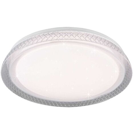 HERACLES PLAFONIERA LED DIFFUSORE BIANCOEFFETTO STELLE CON BORDO TRASPARENTE RIGATO E TELECOMANDO MULTIFUNZION. incl. 1x SMD LED, 15W · 1x 1700lm, 2700 - 6500K