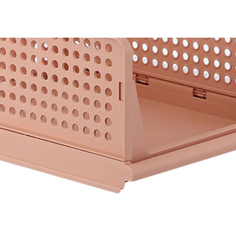 Herausnehmbarer Aufbewahrungskorb aus Kunststoff: Große Schubladenbox mit Öffnung für Kleiderschrank, Aufbewahrungsbox für Schlaf- und Wohnzimmer in Rosa – Maße: 33 x 43 x 18,5 cm