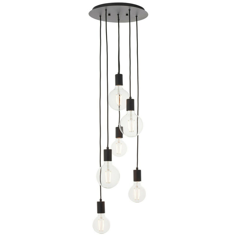 Studio Modern Industrial Cluster Pendant Matt Black - Endon