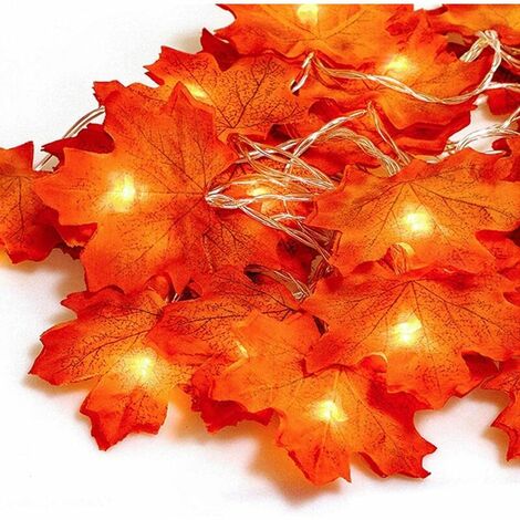 Herbst-Lichterkette, Herbstblatt-Girlande, Lichterkette, 20 Ahornlichter, 3 Meter lang, für Herbstdekoration und Weihnachtsdekoration, Halloween-Dekoration