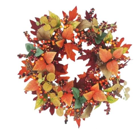 Herbstkranz, Erntekranz für die Haustür, Dekoration, künstlicher Herbstkranz für Tür und Fenster, Beerenranke für Feiertage, Feste, Zuhause und Partys