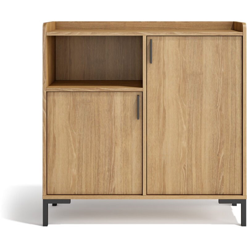 Herdasa - Buffet en mélamine 2 portes, Dover, chêne doré