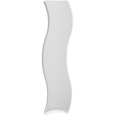 HERDASA Espejo de pared curvas, 170x45, colección Looker, en MDF chapado en haya y lacado. Blanco