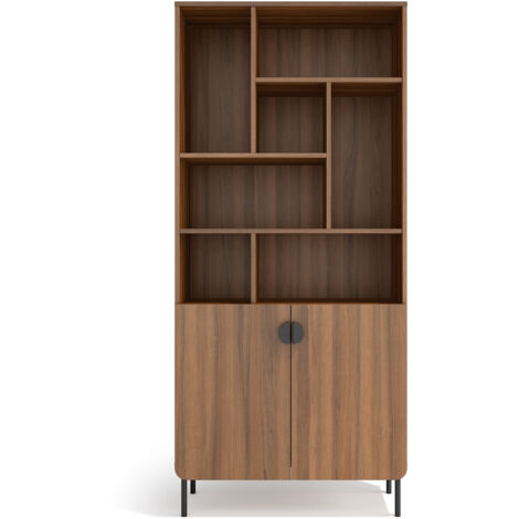 Herdasa, Estantería multifunción TOKYO de melamina, 8 compartimentos, diseño moderno, 178x80x31cm - nogal