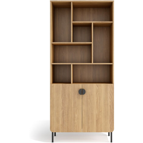 Herdasa, Estantería multifunción TOKYO de melamina, 8 compartimentos, diseño moderno, 178x80x31cm - roble dorado