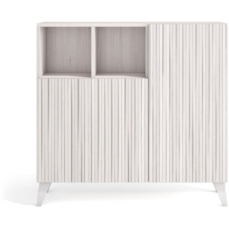 Herdasa, Zapatero en Melamina, modelo Moss, 87x90x27cm, blanco antic - frente efecto vallado blanco